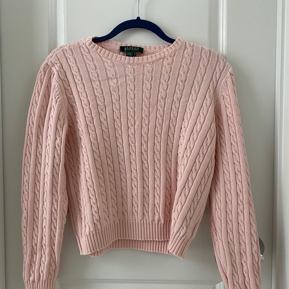 Light Pink Polo Ralph Lauren Cable Knit Sweater